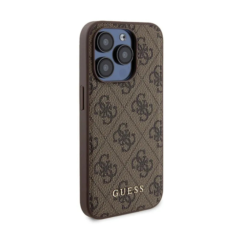 Guess Bundle Pack MagSafe 4G Metal Gold Logo - dėklų rinkinys + Power Bank 5000mAh MagSafe iPhone 15 Pro (ruda)