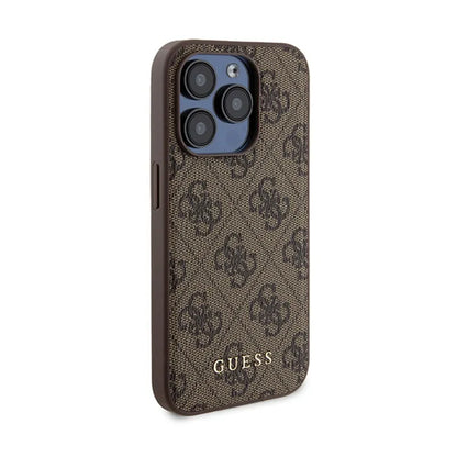 Guess Bundle Pack MagSafe 4G Metal Gold Logo - dėklų rinkinys + Power Bank 5000mAh MagSafe iPhone 15 Pro (ruda)