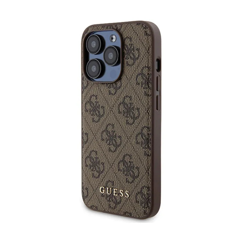 Guess Bundle Pack MagSafe 4G Metal Gold Logo - dėklų rinkinys + Power Bank 5000mAh MagSafe iPhone 15 Pro (ruda)