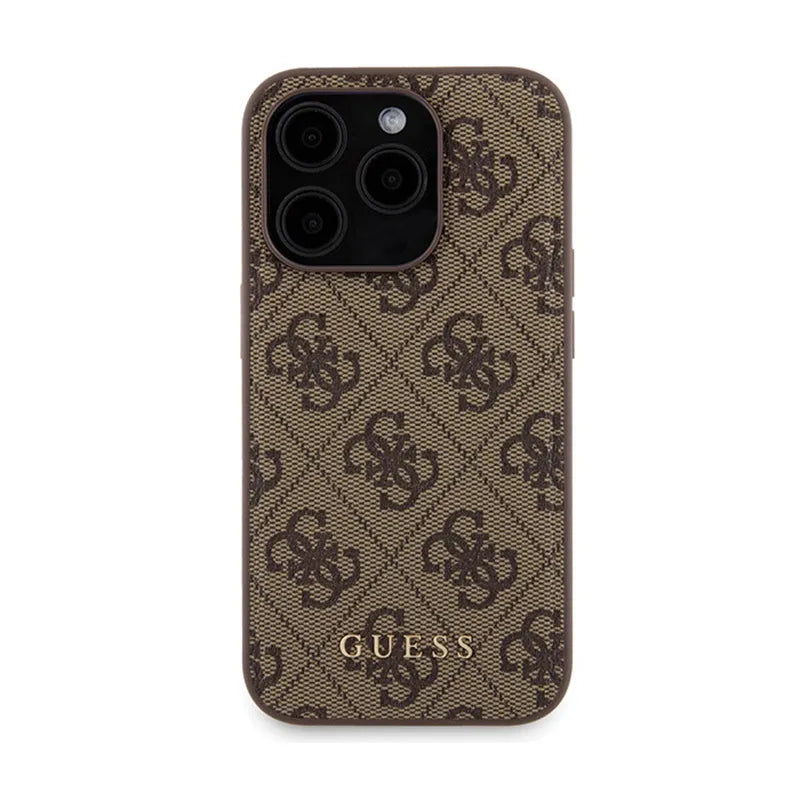 Guess Bundle Pack MagSafe 4G Metal Gold Logo - dėklų rinkinys + Power Bank 5000mAh MagSafe iPhone 15 Pro (ruda)