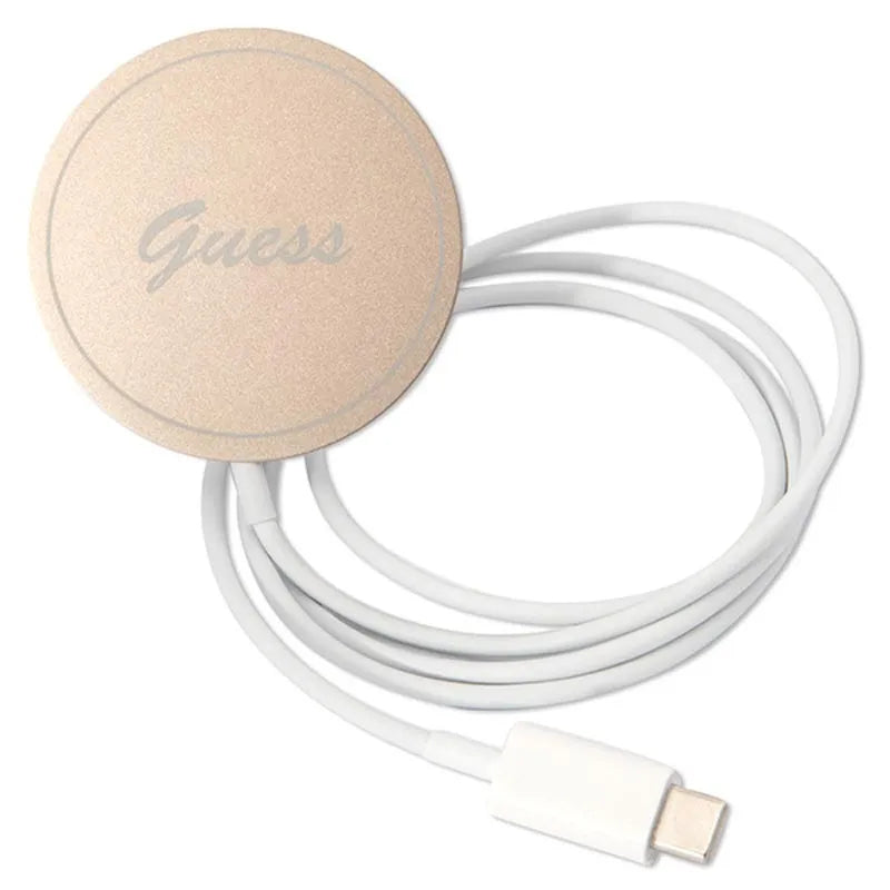 Guess Bundle Pack MagSafe 4G – rinkinys, skirtas iPhone 12 / iPhone 12 Pro + „MagSafe“ įkroviklis (ruda/auksinė)