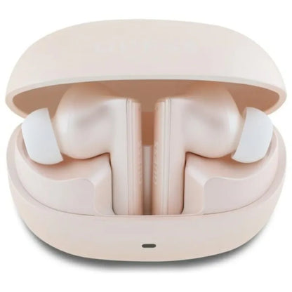 Guess Capsule su spausdintu logotipu - Bluetooth TWS ANC & ENC ausinės su įkrovimo dėklu (rožinės)