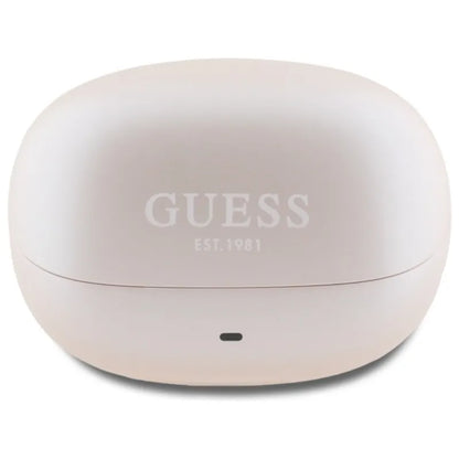 Guess Capsule su spausdintu logotipu - Bluetooth TWS ANC & ENC ausinės su įkrovimo dėklu (rožinės)