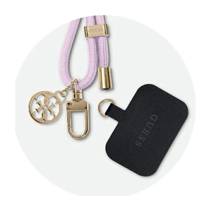 Guess CBDY Cord Nylon 4G Metal Charm - Universalus telefono dirželis (alyvinė)