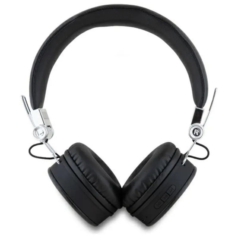 Guess Classic Grained apvalios formos – belaidės ant ausies Bluetooth ENC ausinės (juodos)