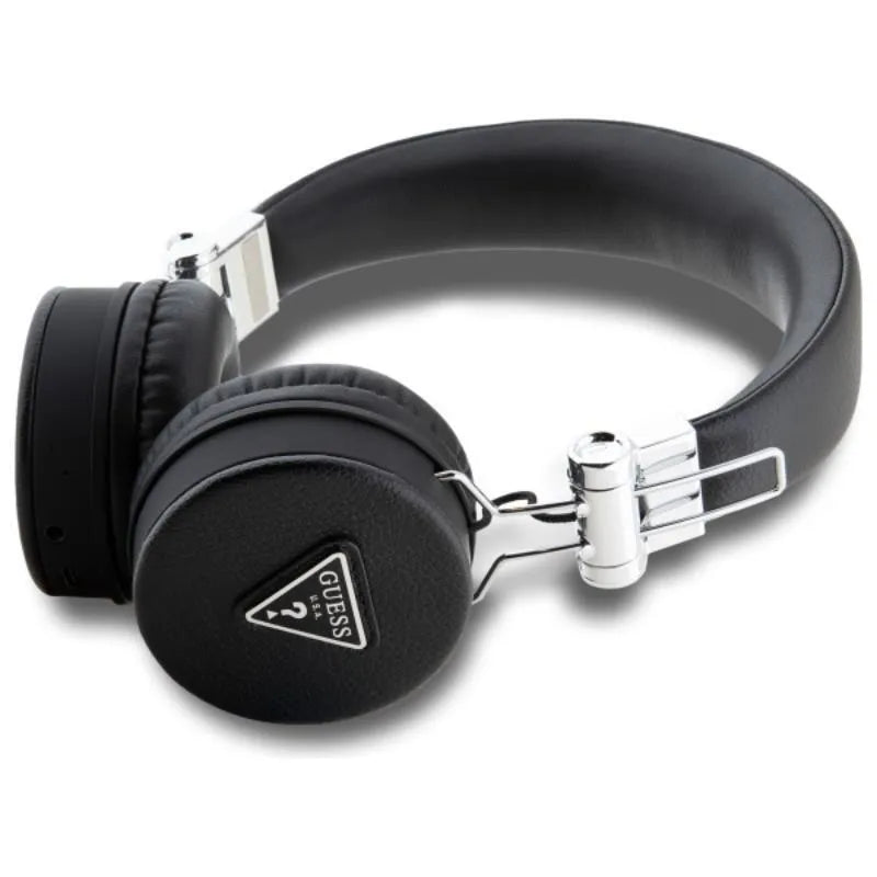Guess Classic Grained apvalios formos – belaidės ant ausies Bluetooth ENC ausinės (juodos)