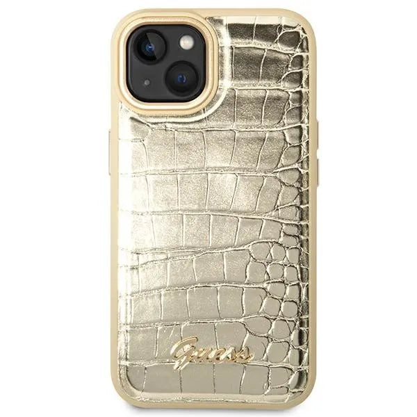 "Guess Croco Collection" - dėklas iPhone 14 Plus (auksinis)