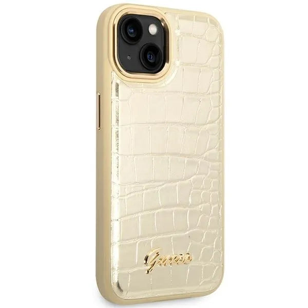 "Guess Croco Collection" - dėklas iPhone 14 Plus (auksinis)
