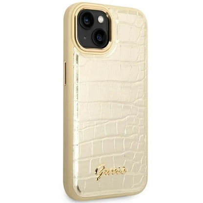 "Guess Croco Collection" - dėklas iPhone 14 Plus (auksinis)