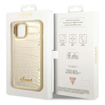 "Guess Croco Collection" - dėklas iPhone 14 Plus (auksinis)