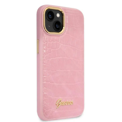 Guess Croco Collection - dėklas, skirtas iPhone 14 Plus (rožinė)