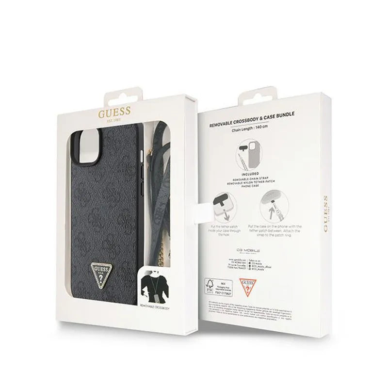 Guess Crossbody 4G Metal Logo - iPhone 15 dėklas (juodas)