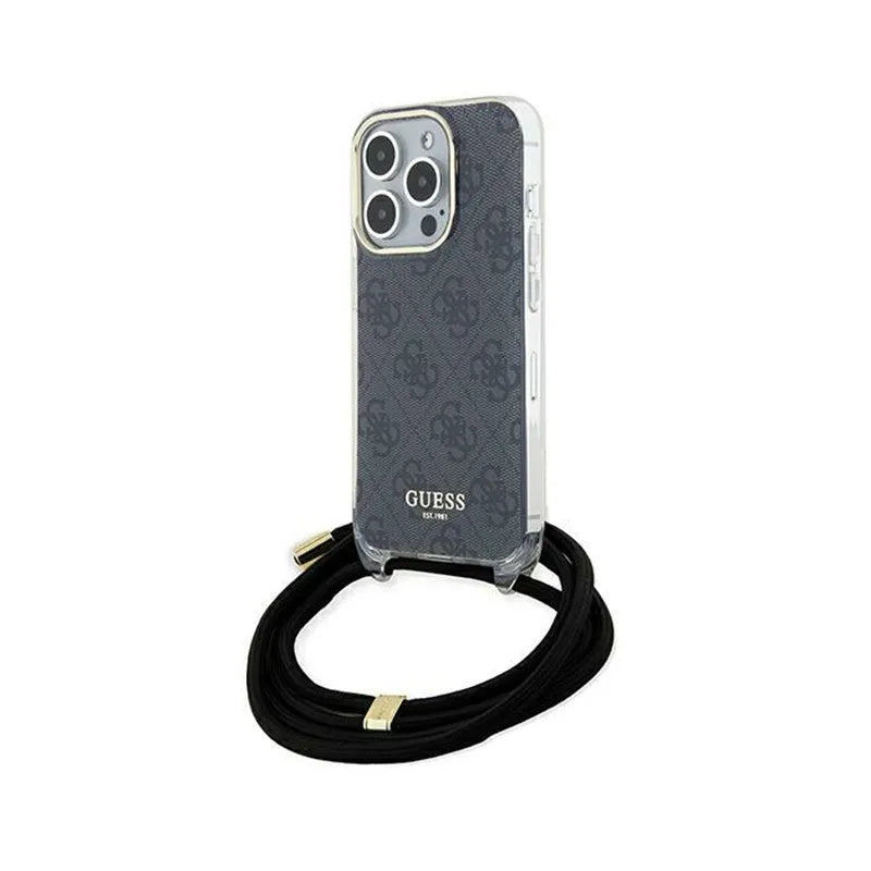Guess Crossbody Cord 4G Print - iPhone 15 Pro dėklas (juodas)
