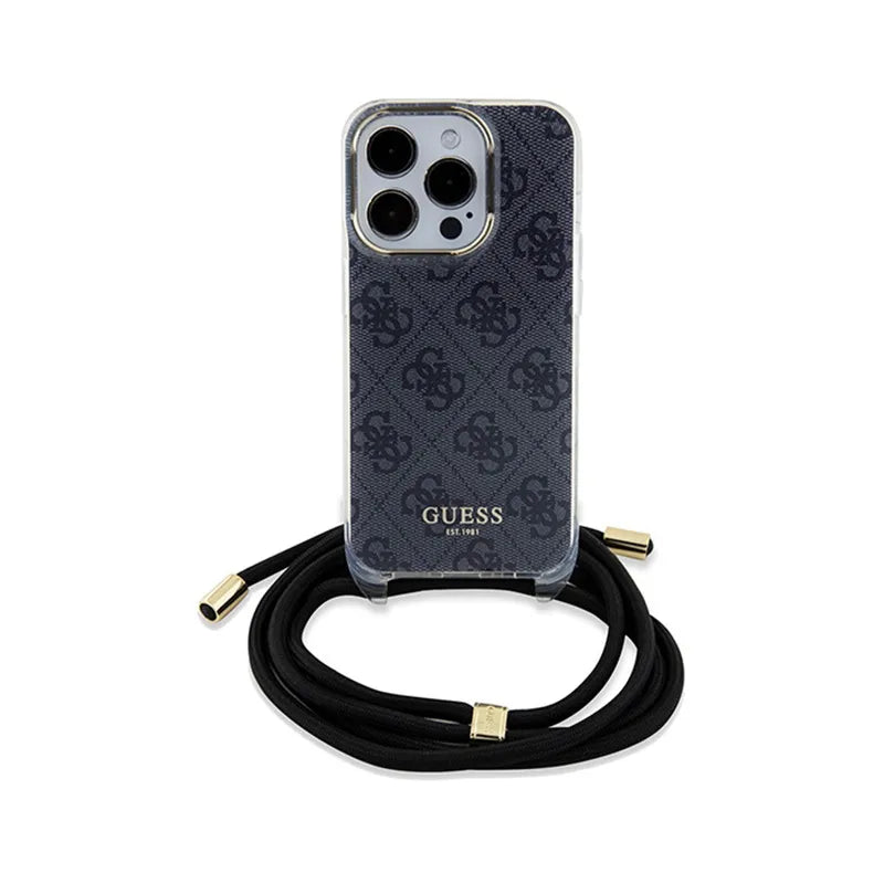 Guess Crossbody Cord 4G Print - iPhone 15 Pro dėklas (juodas)