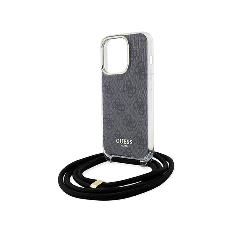 Guess Crossbody Cord 4G Print - iPhone 15 Pro dėklas (juodas)