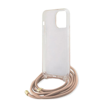 Guess Crossbody Cord 4G Print – „iPhone 15 Pro“ dėklas (rožinis)