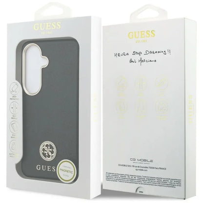 Guess deimantas apvalus logotipas MagSafe dėklas Samsung Galaxy S26 (juodas)