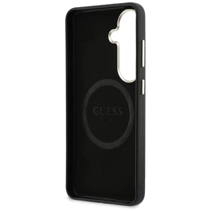 Guess deimantas apvalus logotipas MagSafe dėklas Samsung Galaxy S26 (juodas)