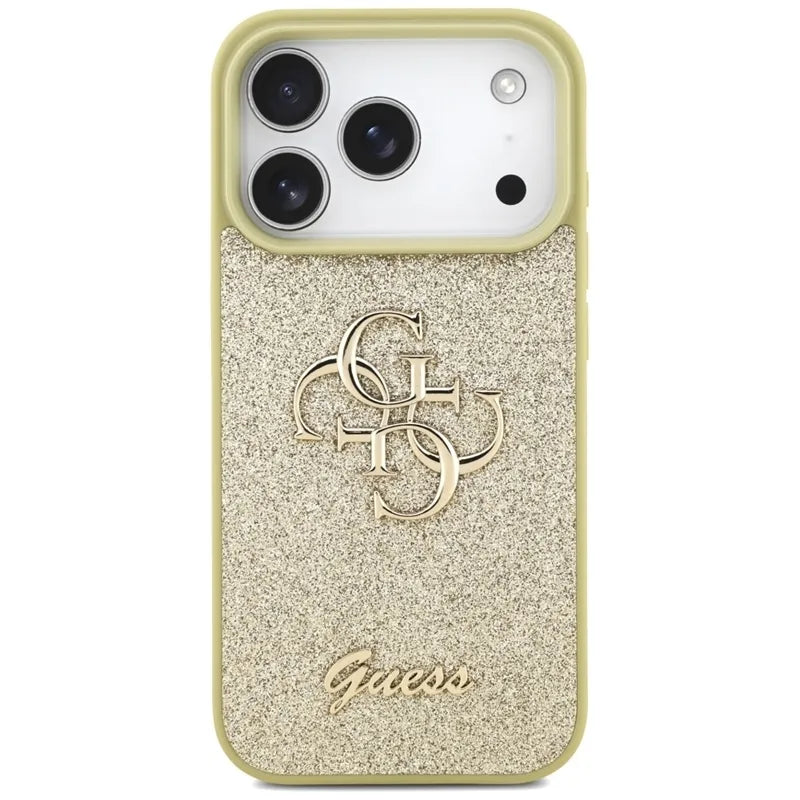Guess Dėklas "Fixed Glitter Big 4G" iPhone 17 Pro (auksinis)