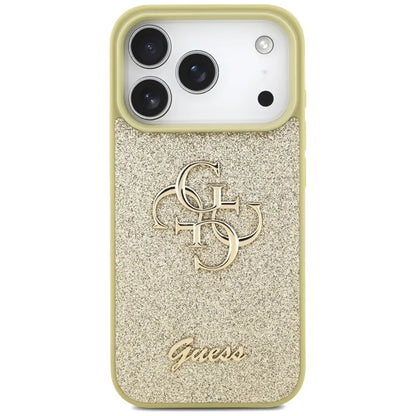 Guess Dėklas "Fixed Glitter Big 4G" iPhone 17 Pro (auksinis)