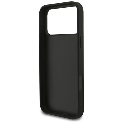 Guess Dėklas su fiksuotu blizgesiu Big 4G, skirtas iPhone 17 Pro Max (juodas)