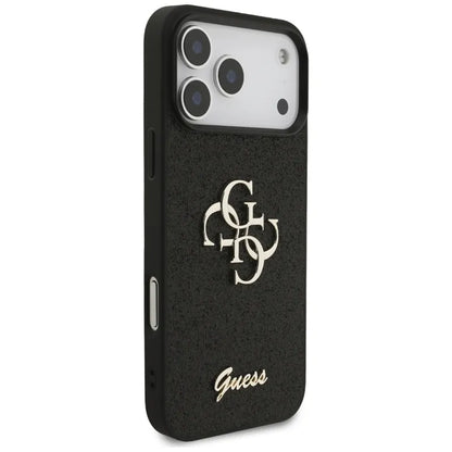 Guess Dėklas su fiksuotu blizgesiu Big 4G, skirtas iPhone 17 Pro Max (juodas)