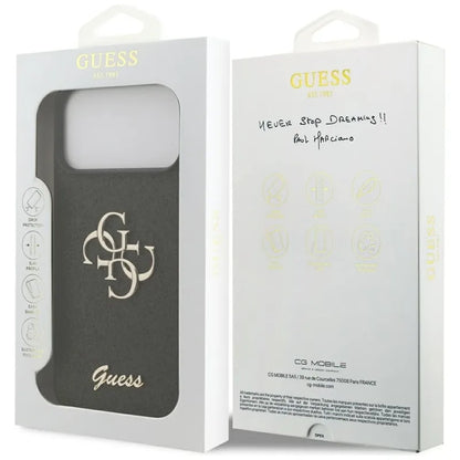 Guess Dėklas su fiksuotu blizgesiu Big 4G, skirtas iPhone 17 Pro Max (juodas)