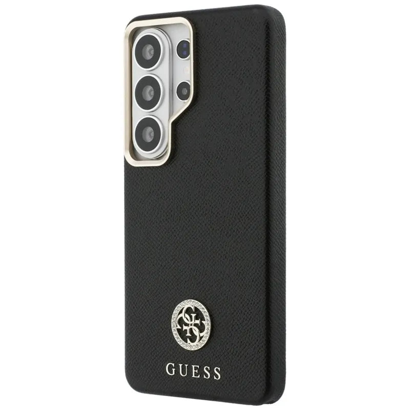 Guess dėklo su blizgučiais ir "MagSafe" apvaliu logotipu "Samsung Galaxy S26 Ultra" dėklas (juodas)