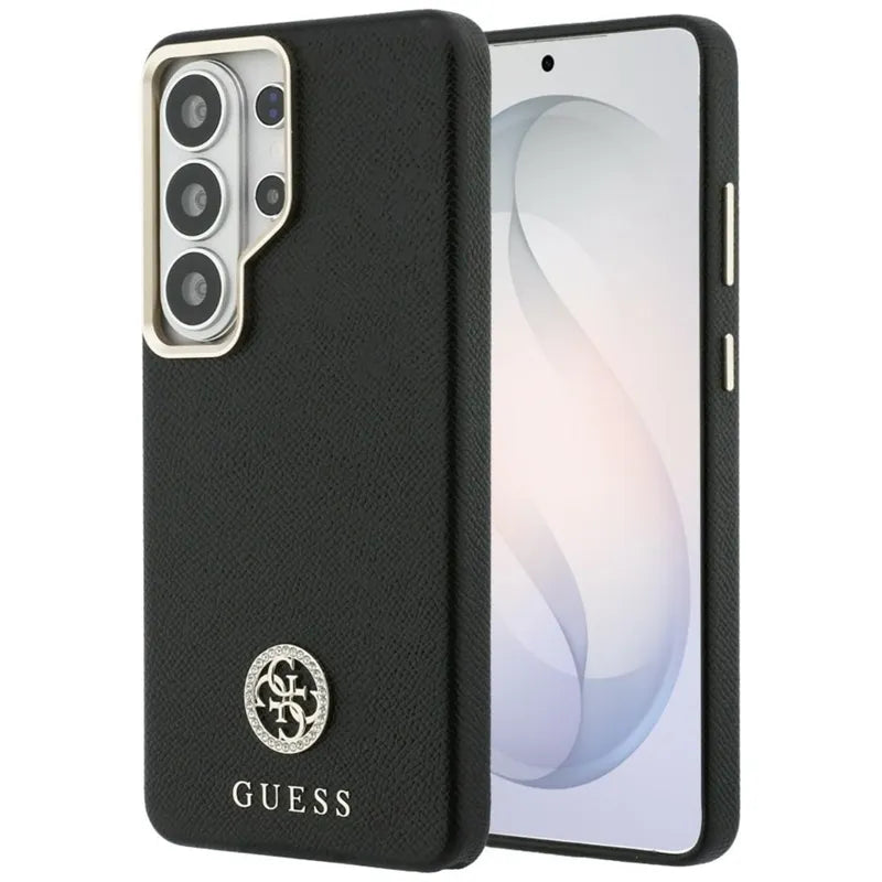 Guess dėklo su blizgučiais ir "MagSafe" apvaliu logotipu "Samsung Galaxy S26 Ultra" dėklas (juodas)