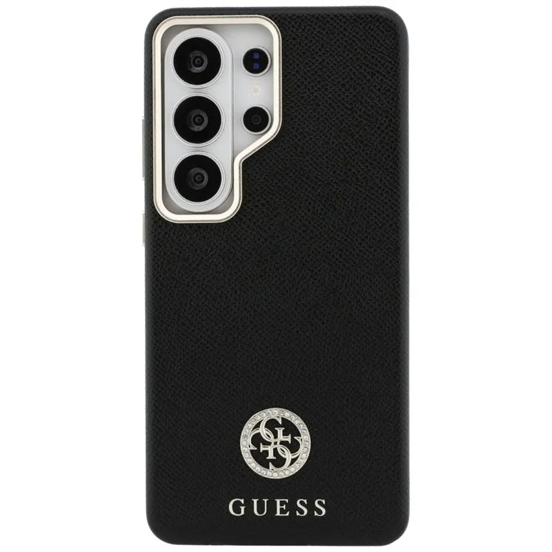Guess dėklo su blizgučiais ir "MagSafe" apvaliu logotipu "Samsung Galaxy S26 Ultra" dėklas (juodas)