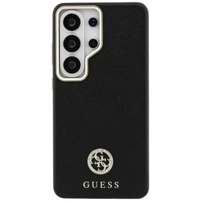 Guess dėklo su blizgučiais ir "MagSafe" apvaliu logotipu "Samsung Galaxy S26 Ultra" dėklas (juodas)