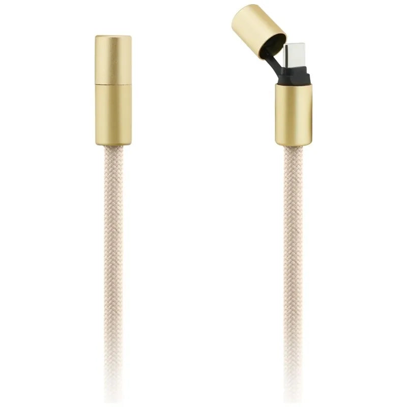 Guess Dirželis per petį 4G Charm - Universalus telefono dirželis / USB-C į USB-C kabelis 1.5m (Smėlio spalvos)