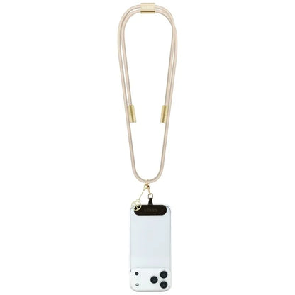 Guess Dirželis per petį 4G Charm - Universalus telefono dirželis / USB-C į USB-C kabelis 1.5m (Smėlio spalvos)