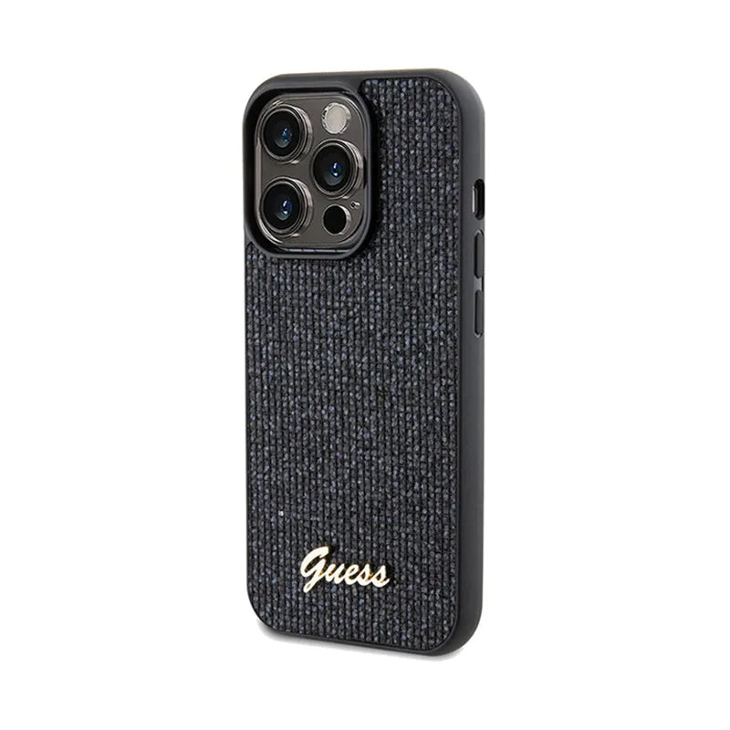 Guess Disco Metal Script - Dėklas iPhone 14 Pro Max (juodas)
