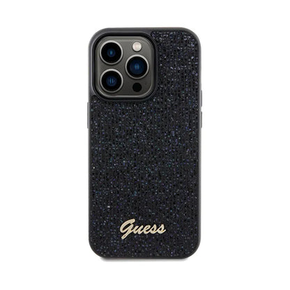 Guess Disco Metal Script - Dėklas iPhone 14 Pro Max (juodas)