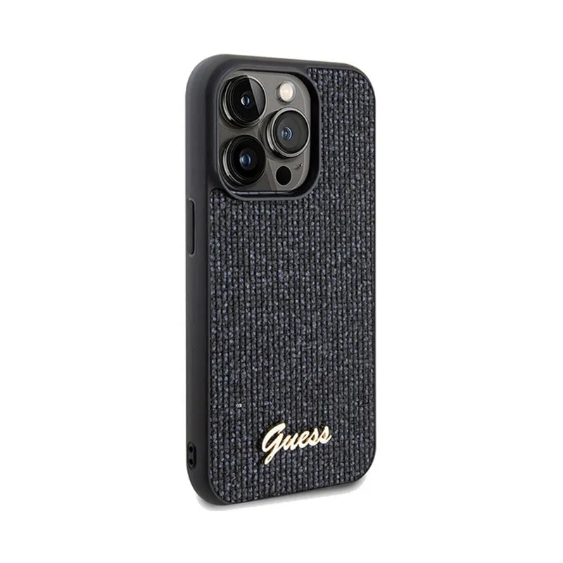 Guess Disco Metal Script - Dėklas iPhone 14 Pro Max (juodas)