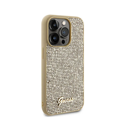 Guess Disco Metal Script – dėklas, skirtas „iPhone 15 Pro“ (auksinis)