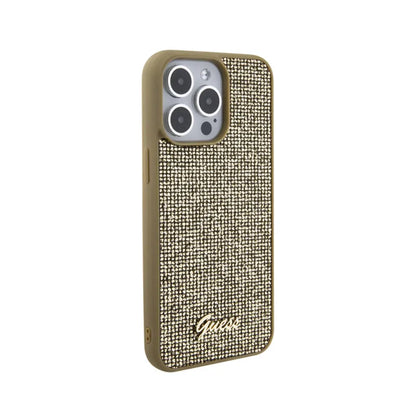Guess Disco Metal Script – dėklas, skirtas iPhone 15 Pro Max (auksinis)