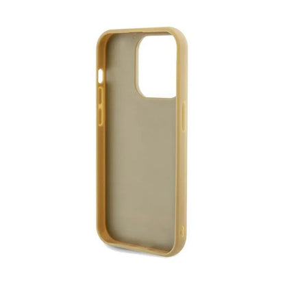 Guess Disco Metal Script – iPhone 14 Pro dėklas (aukso spalvos)