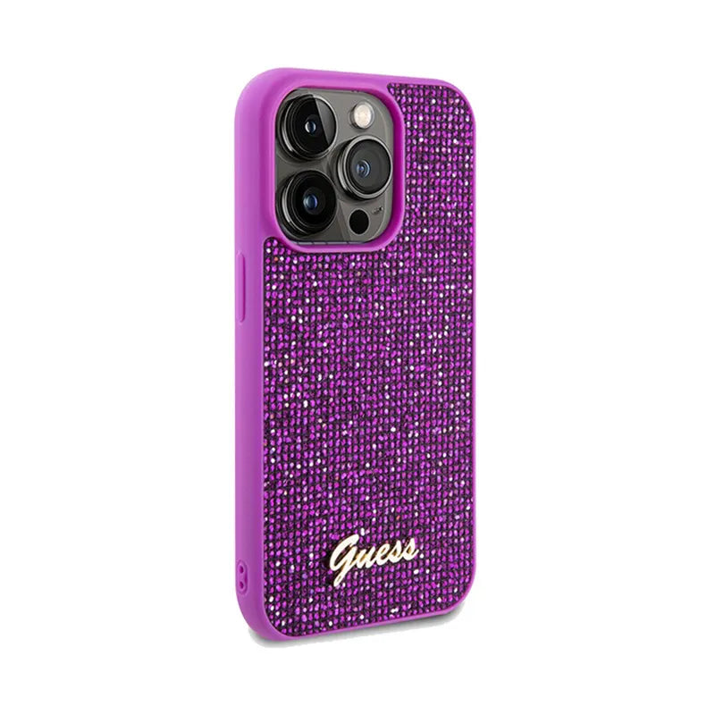 Guess Disco Metal Script - "iPhone 14 Pro" dėklas (fuksija)