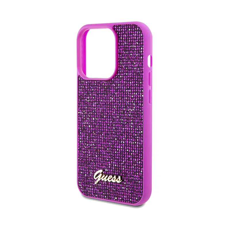 Guess Disco Metal Script - "iPhone 14 Pro" dėklas (fuksija)