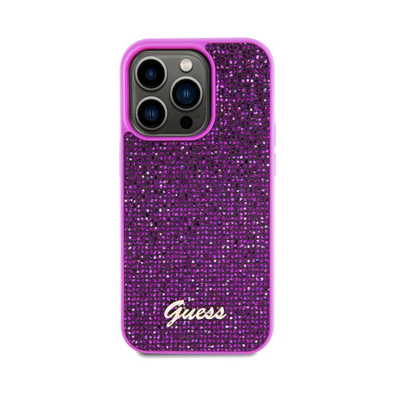 Guess Disco Metal Script - "iPhone 14 Pro" dėklas (fuksija)