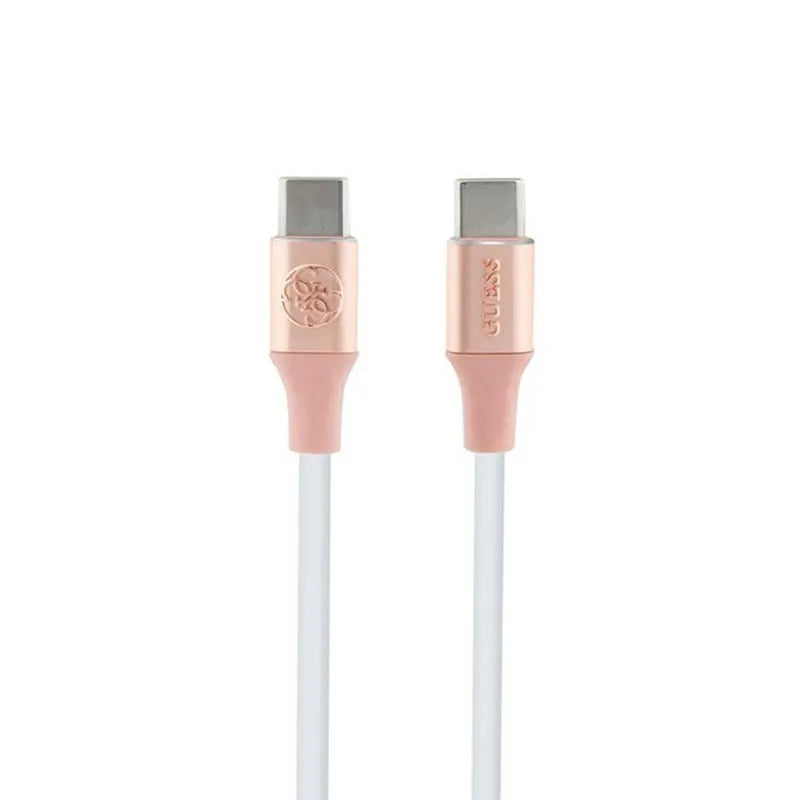 Guess Ebossed Logo – USB-C į USB-C greitojo įkrovimo kabelis 1,5 m (rožinis)