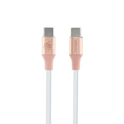 Guess Ebossed Logo – USB-C į USB-C greitojo įkrovimo kabelis 1,5 m (rožinis)