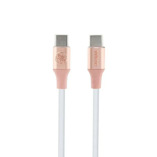 Guess Ebossed Logo – USB-C į USB-C greitojo įkrovimo kabelis 1,5 m (rožinis)
