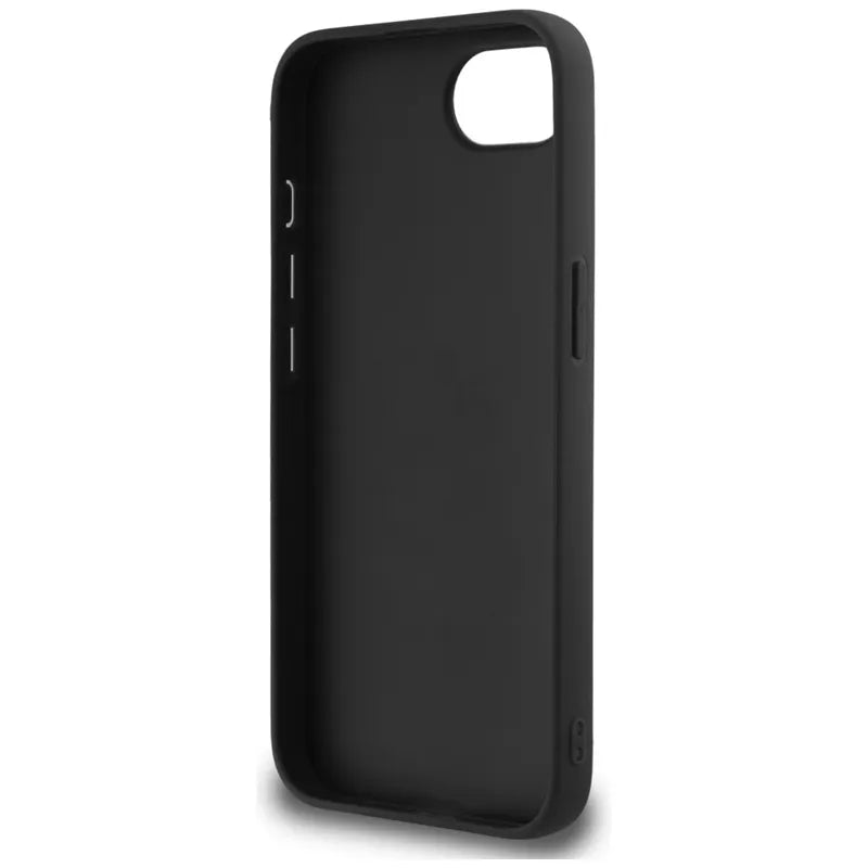 Guess Fixed Glitter Big 4G – dėklas iPhone 16e (juodas)