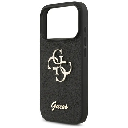 Guess Fixed Glitter Big 4G - Dėklas iPhone 17 Pro (juodas)