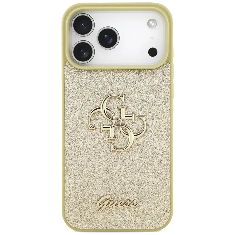 Guess Fixed Glitter Big 4G - Dėklas, skirtas iPhone 17 Pro Max (auksinės)