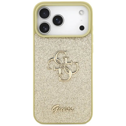 Guess Fixed Glitter Big 4G - Dėklas, skirtas iPhone 17 Pro Max (auksinės)
