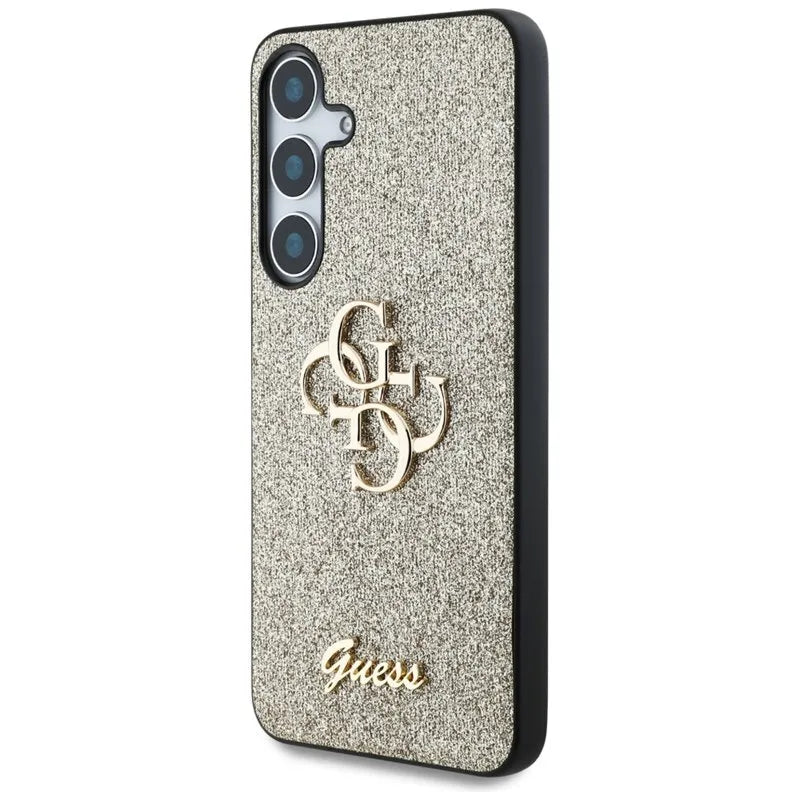 Guess Fixed Glitter Big 4G Metal Logo - dėklas Samsung Galaxy S25+ (auksinis)